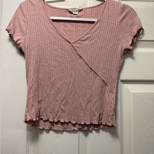 Women's Pink V-Neck Top